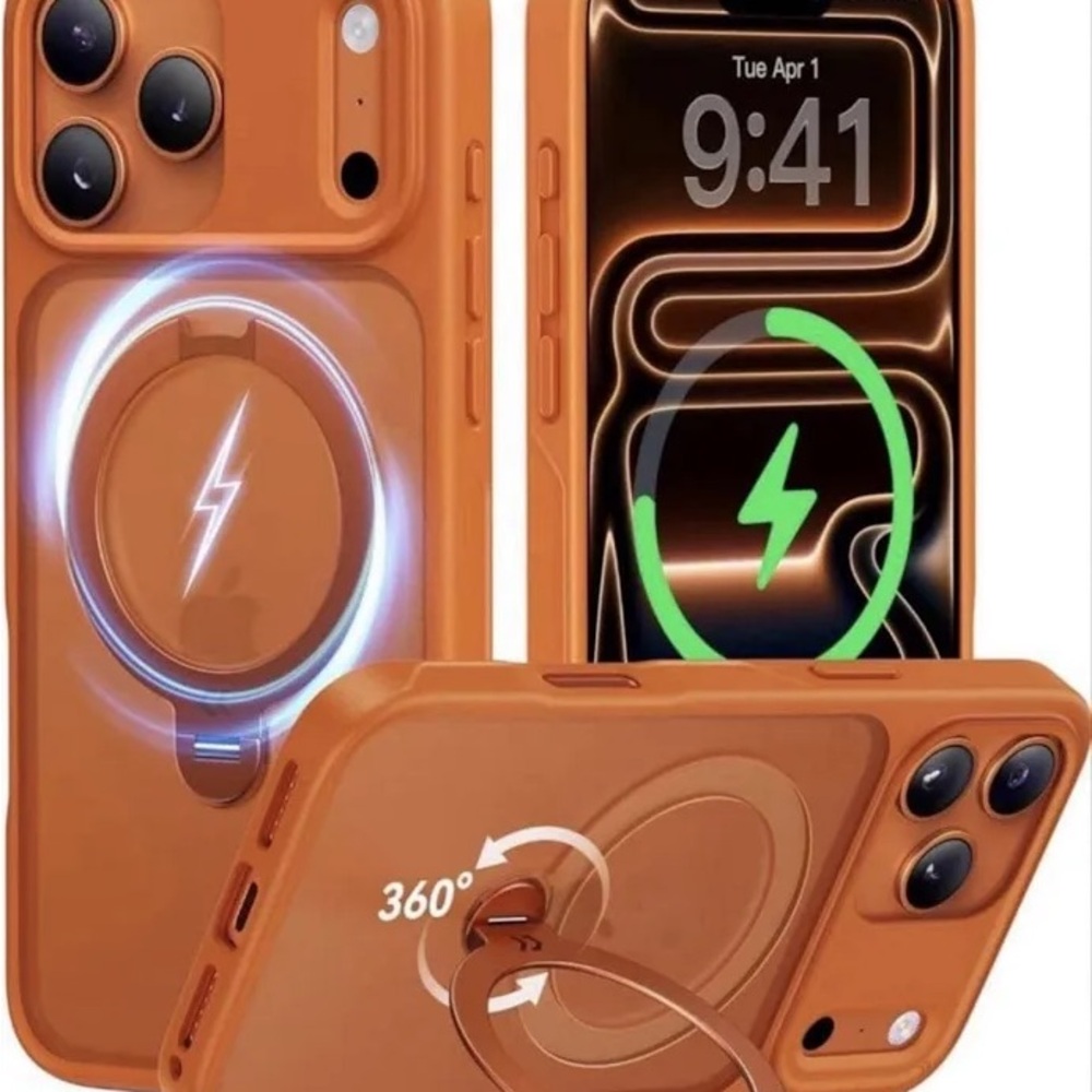 Casekoo Orange Magnetic iPhone 17Pro Max Case with Built in Stand